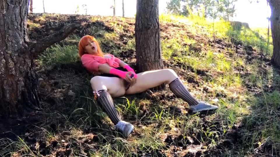  Color hair Lola - Masturbation in Forest